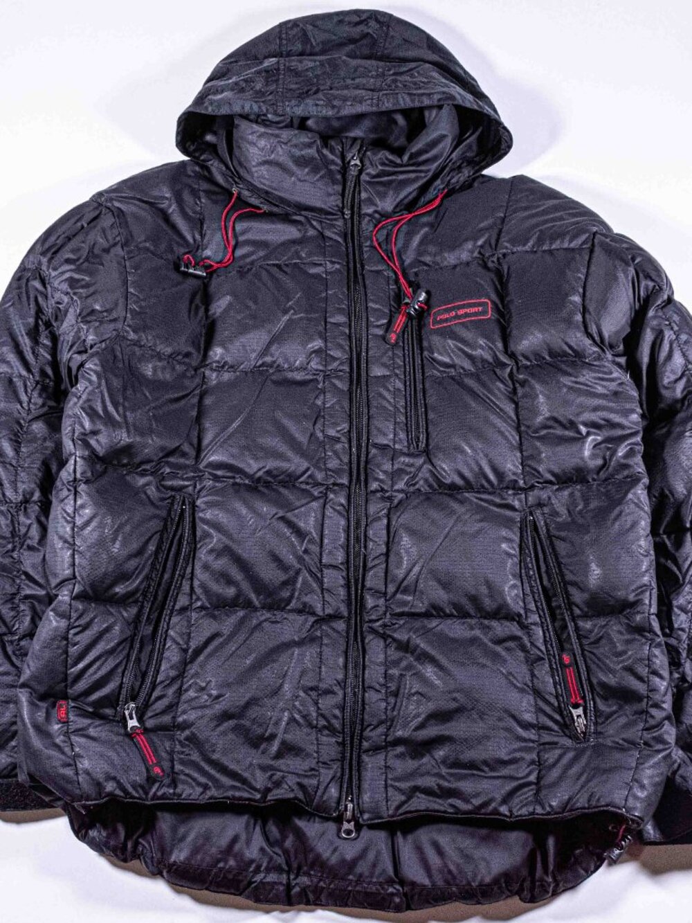 Vintage 90s Polo Sport Ralph Lauren Down Puffer Jacket Large Y2K Coat Black